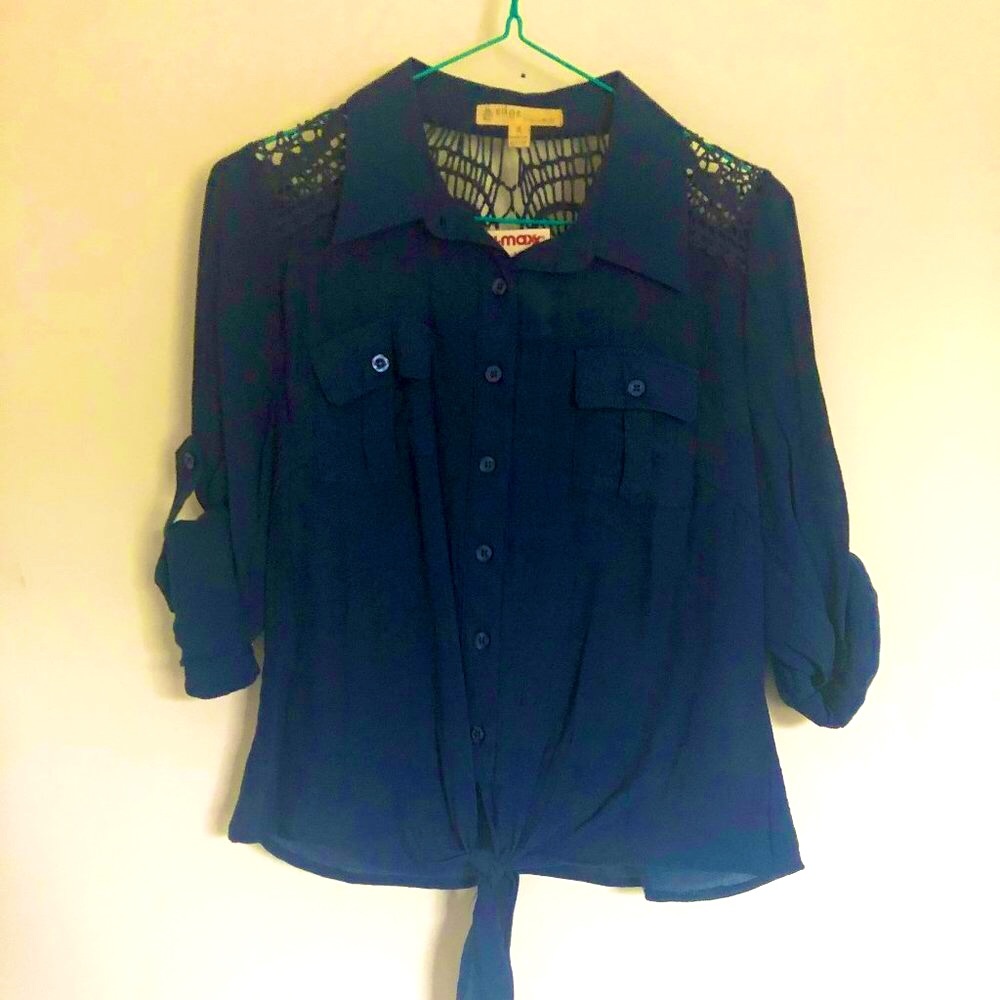 Button Down Tie Front Shirt